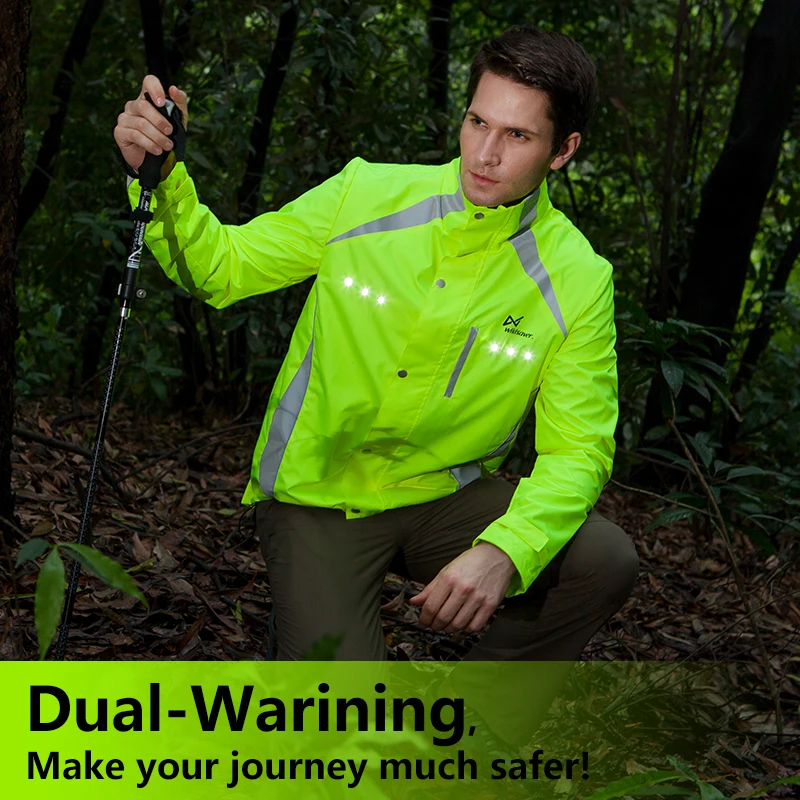 Lightweight Warm Windproof Charged Reflector Winter Clothing Led Flash Long Sleeves Reflective Safety Jacket For Climbing