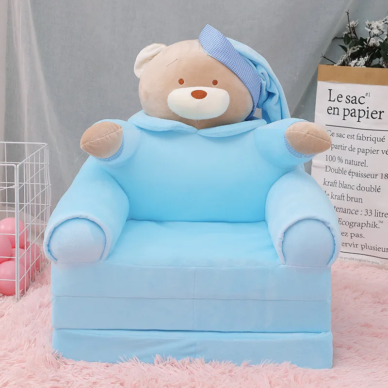 Popular in Africa OEM/ODM Stuffed Plush Animal Shaped 3  in 1 Convertible Sofa to Lounger Children Flip Out Sofa for Kids
