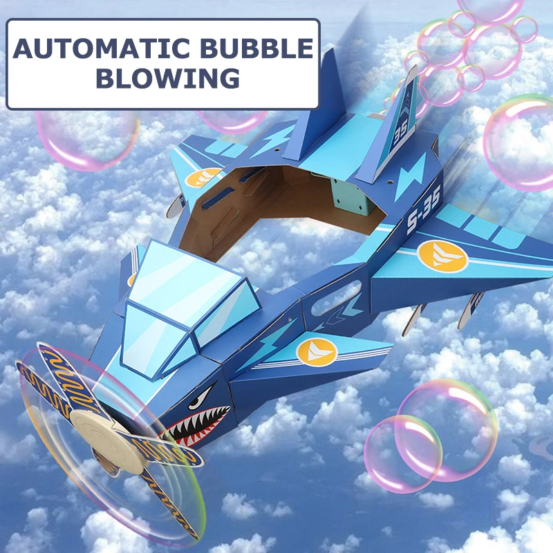 Shark Plane Children Wearable DIY Handmade Carton Toy 3D Paper Puzzle Assembly Wearable Cartoon Model Other Novelty Gag Toys