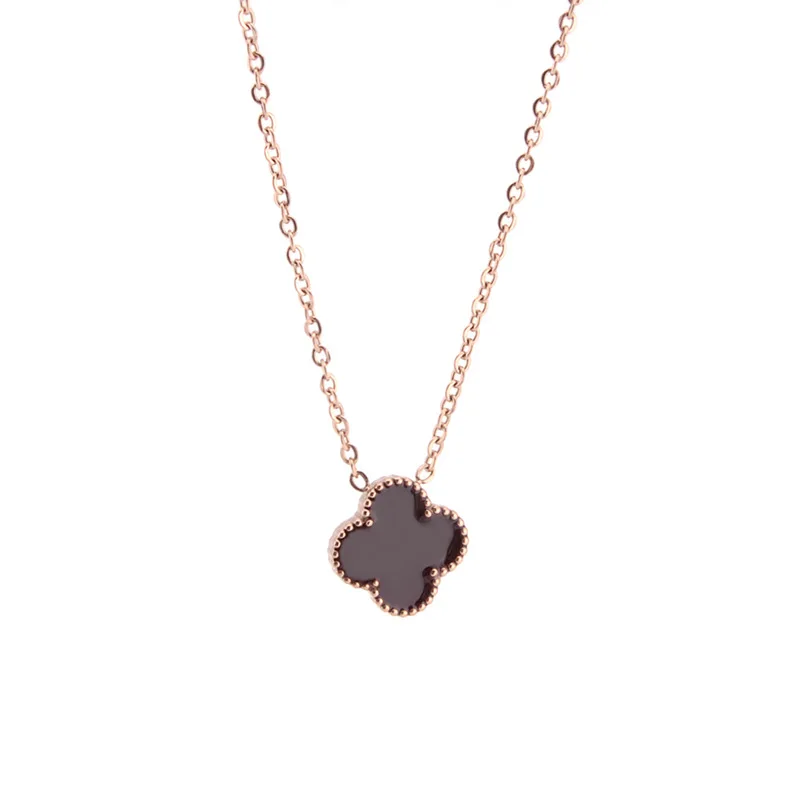 2020 Fashion four leaf grass female Necklace titanium steel rose gold necklace Customized by clavicle chain pendant manufacturer