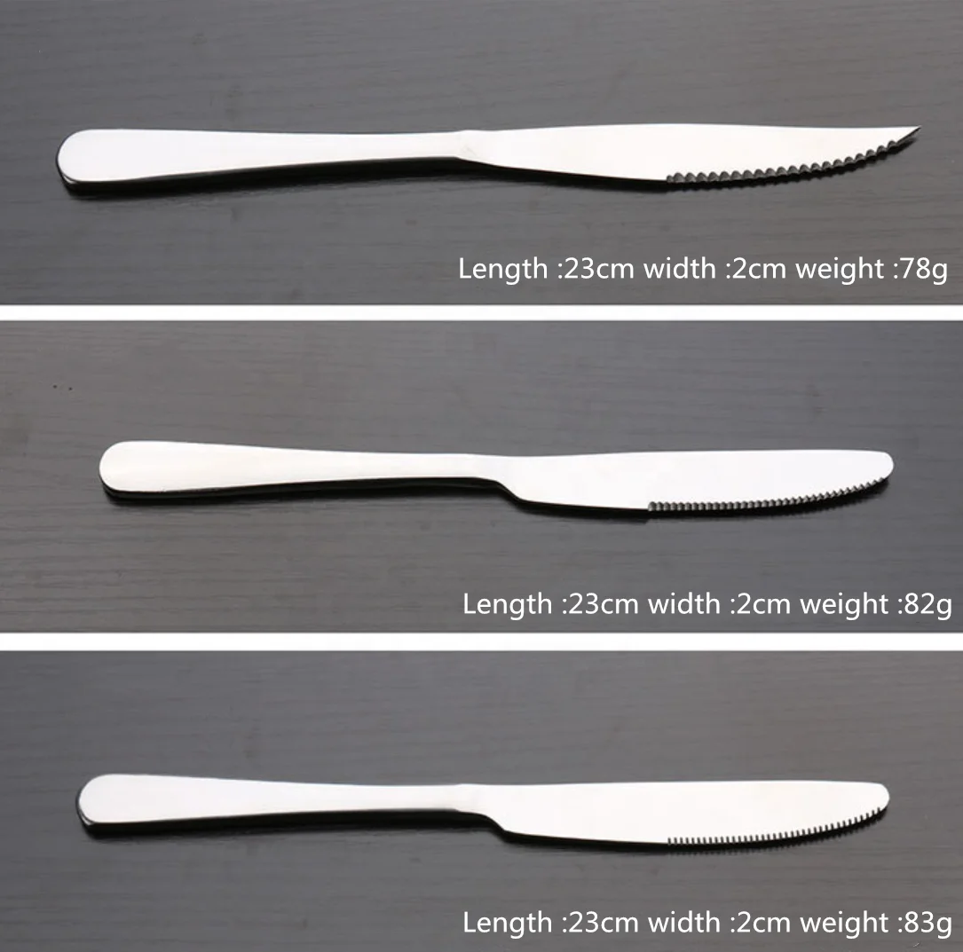  Promotion Three Different Serrated Blade Stainless Steel butter Steak dinner Knife Set For Hotel Restaurant Home