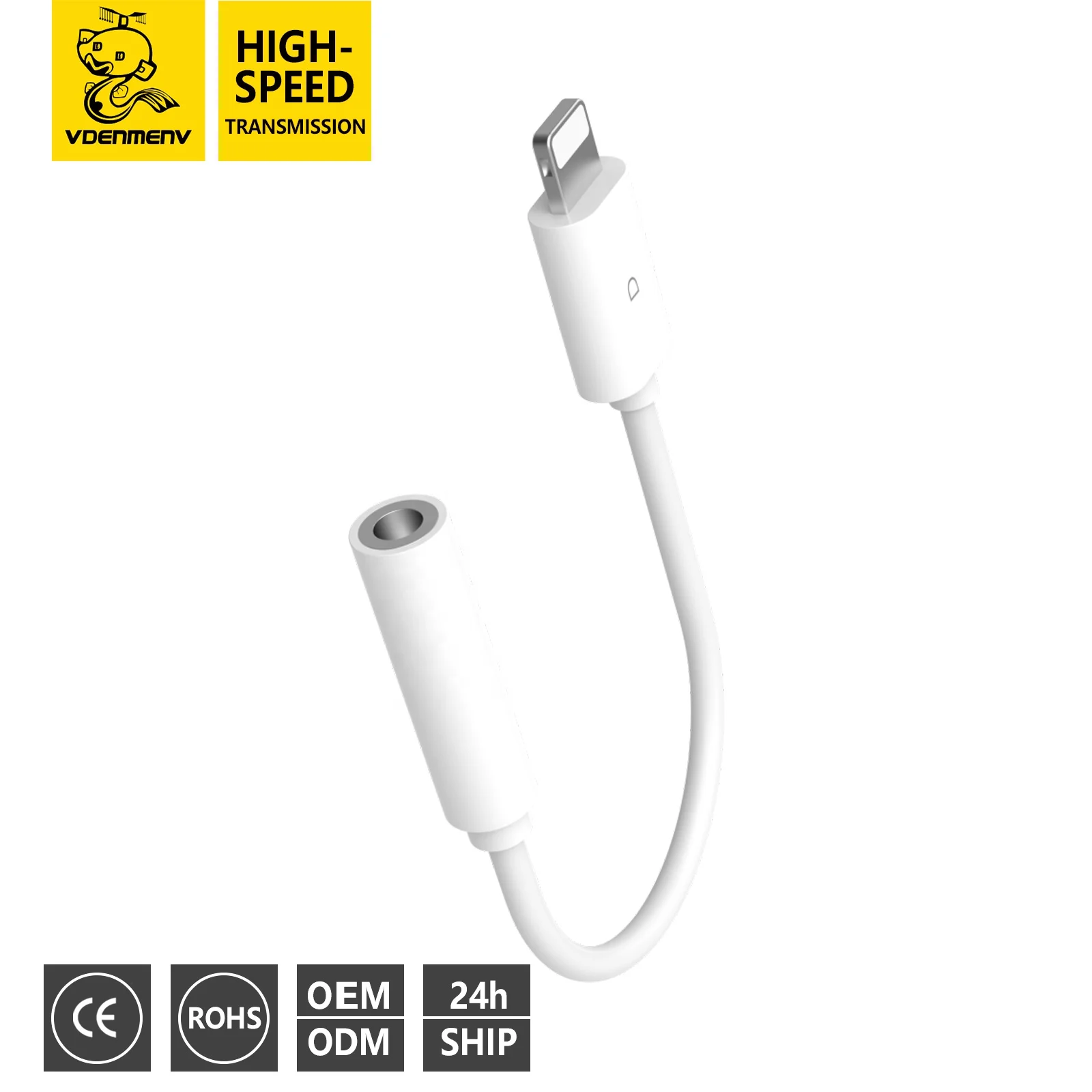 DENEMN headphone Adapter for Apple iPhone 3.5mm Jack Connector cable Headphone Aux All IOS Device audio Adapter