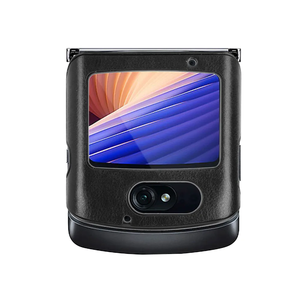 Жесткий чехол OMEVE из искусственной кожи с зернистой текстурой для Motorola Razr 5G