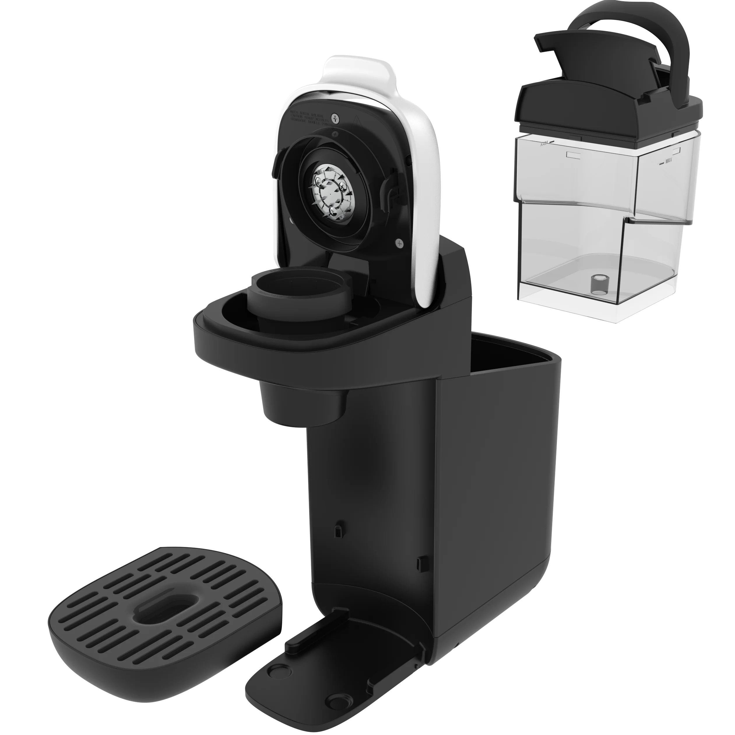 Black American capsule coffee machine, coffee machine with a choice of cup number