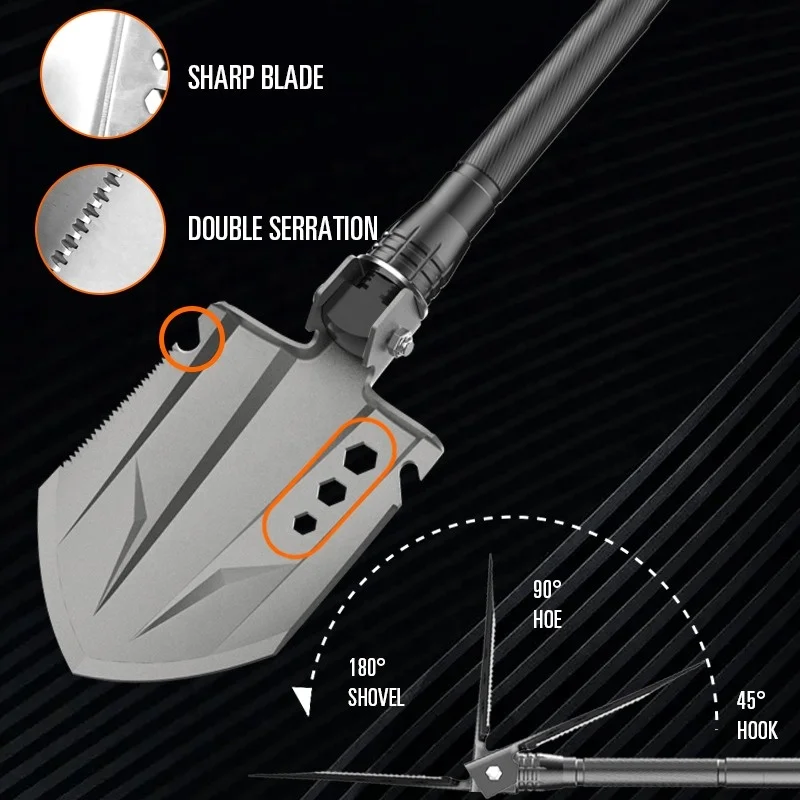 Outdoor Multifunctional Sapper Survival Shovel Camping High Carbon Steel Folding Portable Shovel