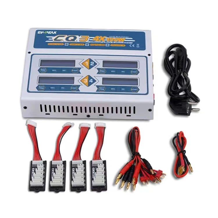 EV-PEAK C Series CQ3 F0308 10A 4*100W 110-240V AC/DC 4 Channel Balance Battery Charger