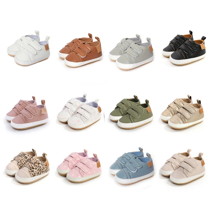 Spring Autumn Newborn Sneaker Hook & Loop Pu Leather Infant Crab Shoes Soft  Anti Slipper Baby Boy shoes Unisex 0 to 18 Months