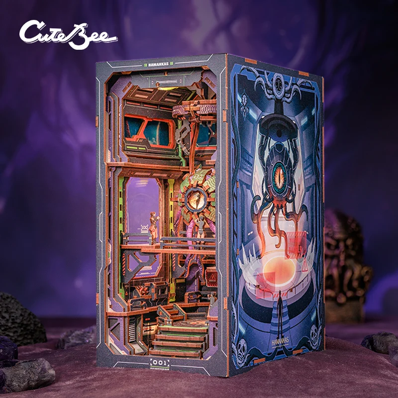 CuteBee New Style  Science fiction Bookend 3D Wooden Puzzle The Eye of Old God Use as Gifts Book Nook Kit