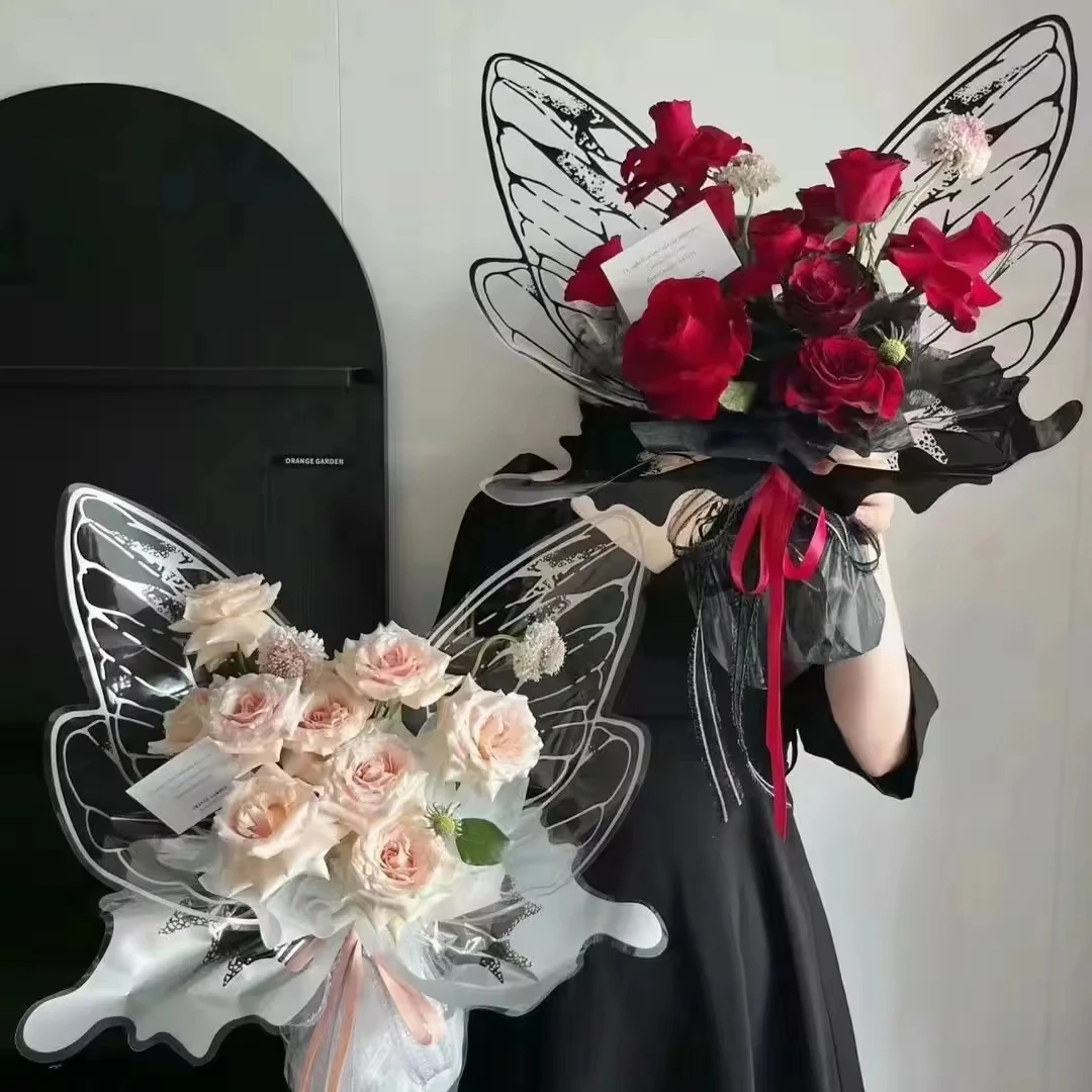 Transparent Crystal Dish Wings Wrapping Paper Flower bouquet Wrapping Flower opp Paper Shaped Paper bouquet diy material