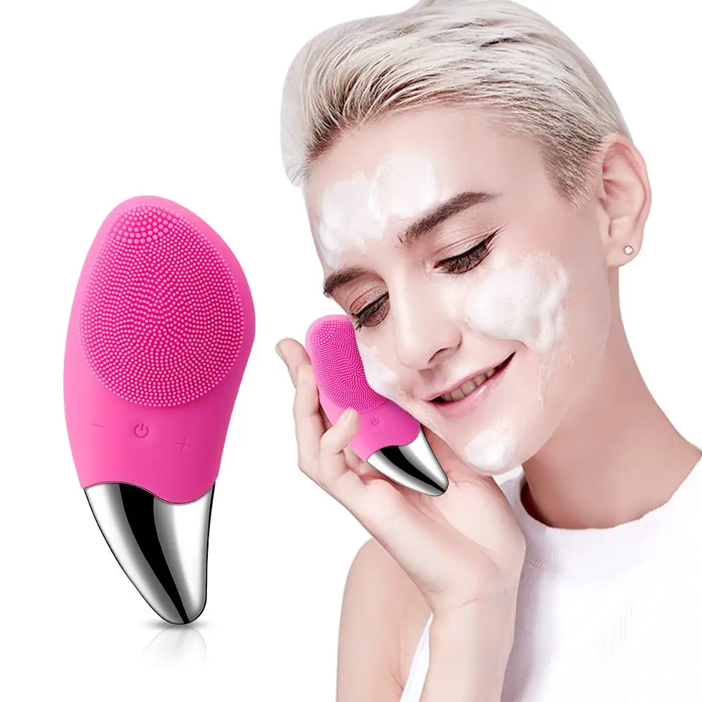 Mini Electric Facial Cleansing Brush Silicone Sonic Face Cleaner Deep Pore Cleaning Skin Massager Face Cleansing Brush Device