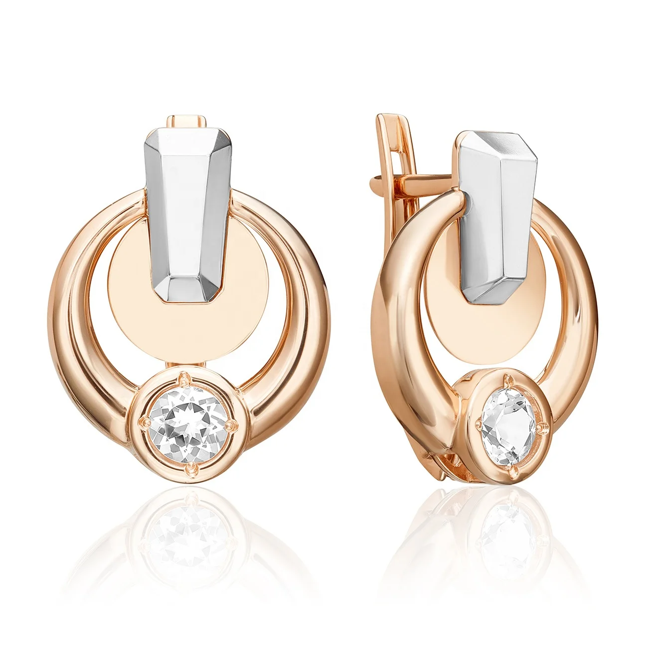 Fashion Trend Earrings 14K Solid Rose White Yellow Gold Topaz White Jewelry ODM OEM