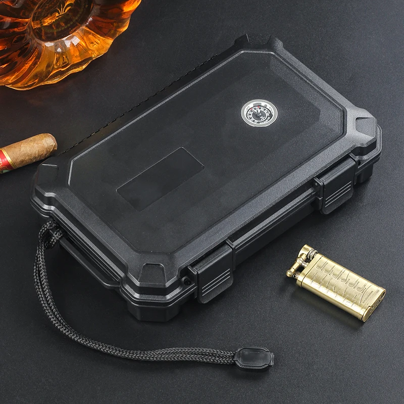 Cigar humidor Portable Men Cigar Box Wholesale Reusable Travel Humidor Cabinet Luxury 6 Finger Plastic ABS Cigar Holder Case