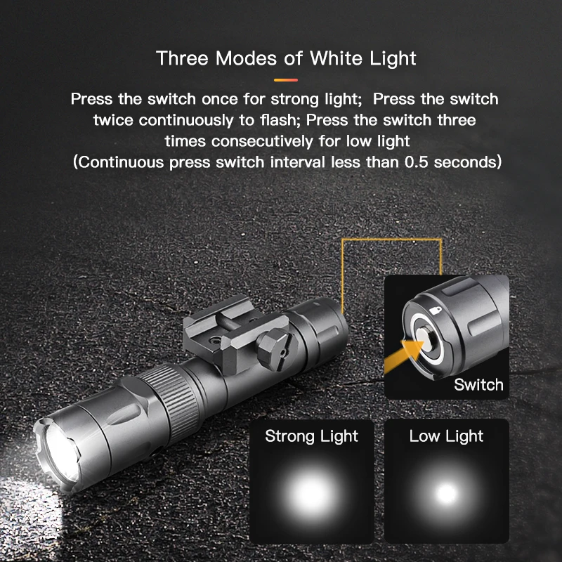 New High Power 2000 Lumens Magnetic USB Rechargeable Tactical Flashlight with Green Laser Combo with Remote Switch