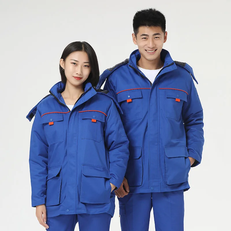Thicken Winter Work Clothes Men Lively Cotton-Padded Jacket Cold-Proof  Labor Insurance With Removable Inner Liner