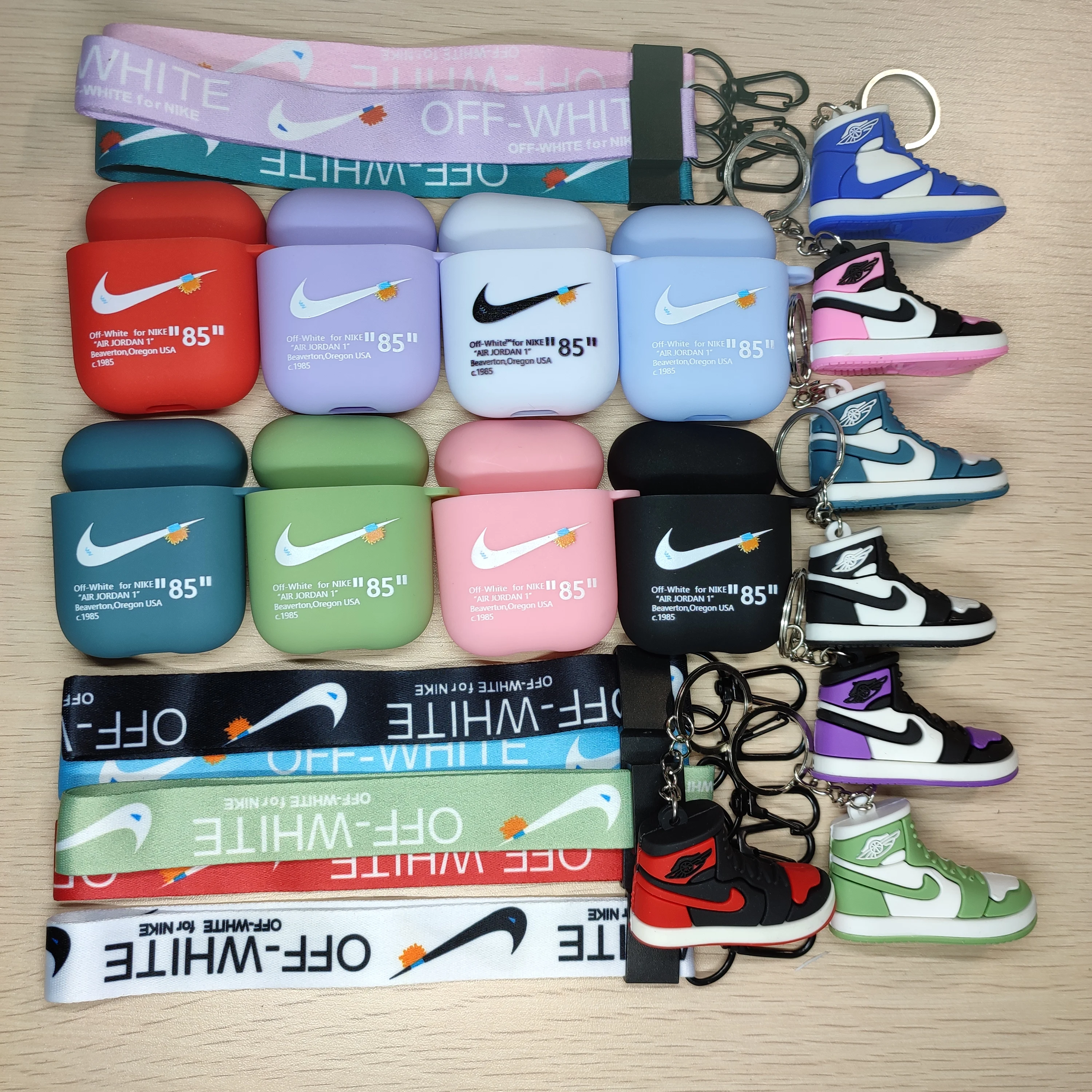 3D Sneakers Silicone Shoes Keychain with Lanyard Designers Soft TPU Earphone Protection Cases for Airport 2 Pro 3 Pro Case