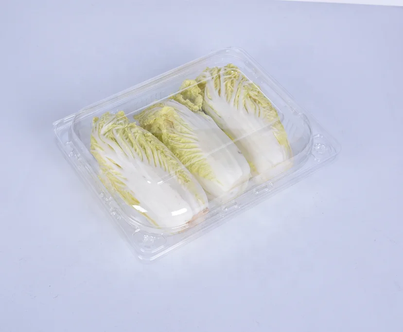 Recycled disposable PET clear plastic blister clamshell fruit vegetable container packaging box