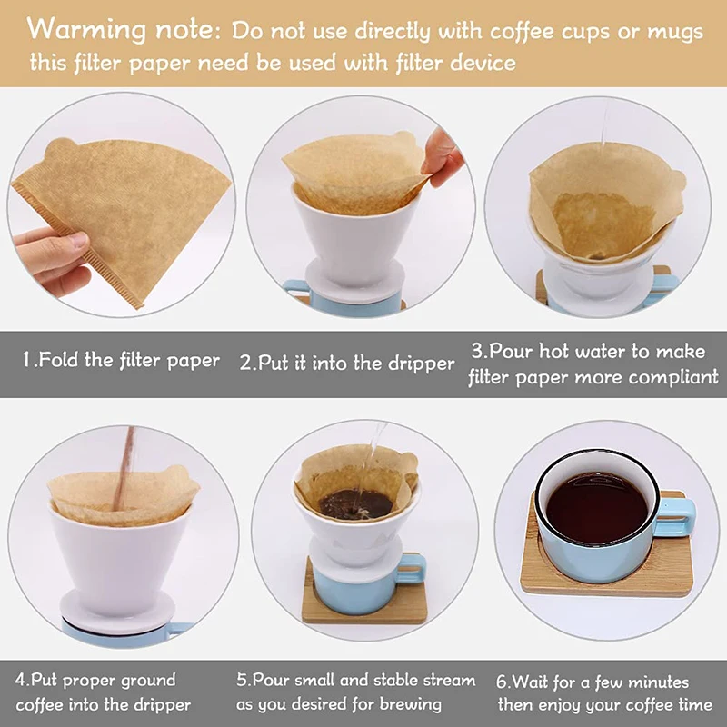 V60 Coffee Filter Papers withe Unbleached Original Wooden Drip coffee Paper