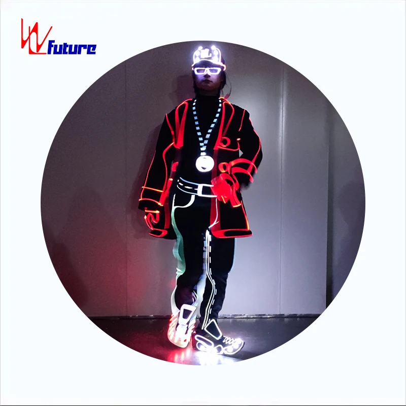 Hot sale stage party decoration performance adult dancing costume jacket luminous led costume suit