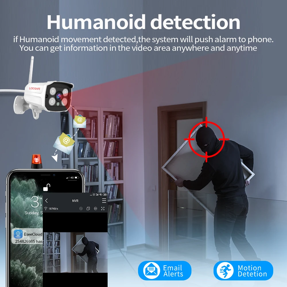 Loosafe большой диапазон IP66 Домашняя безопасность ip wifi nvr kit хорошая цена наружная система видеонаблюдения