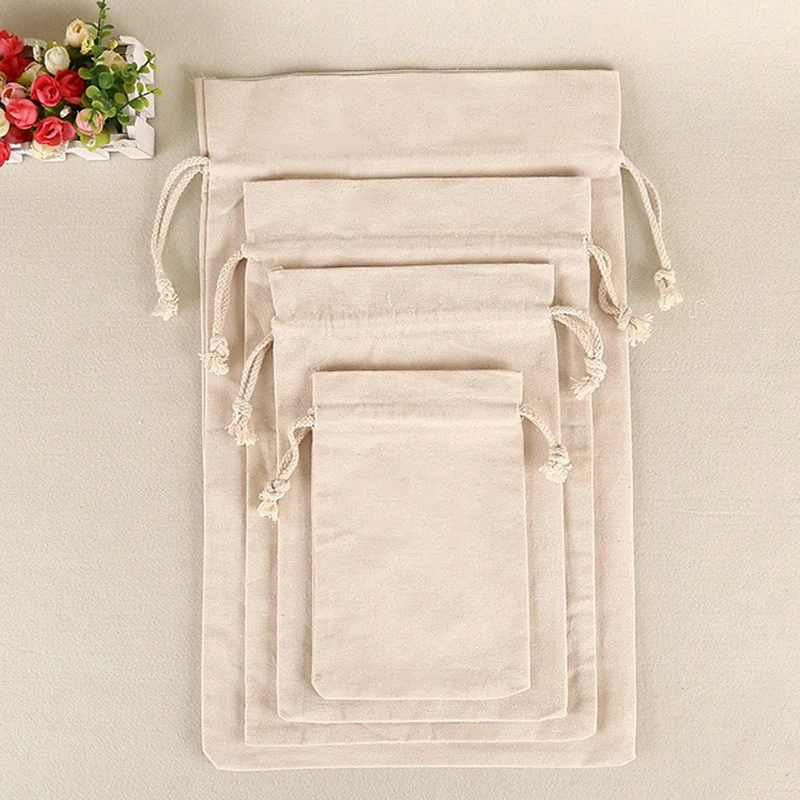Хлопковые Сумки на шнурке для хранения, холщовая Хлопковая Сумка-тоут на шнурке, нетканые сумки