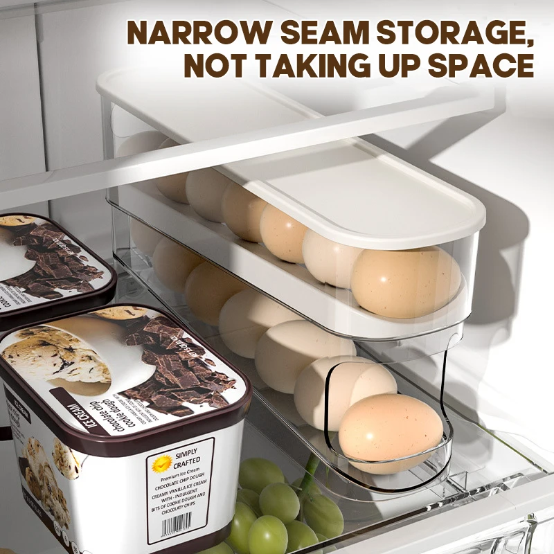 Automatic Scrolling Transparent egg organizer plastic organizer egg storage box