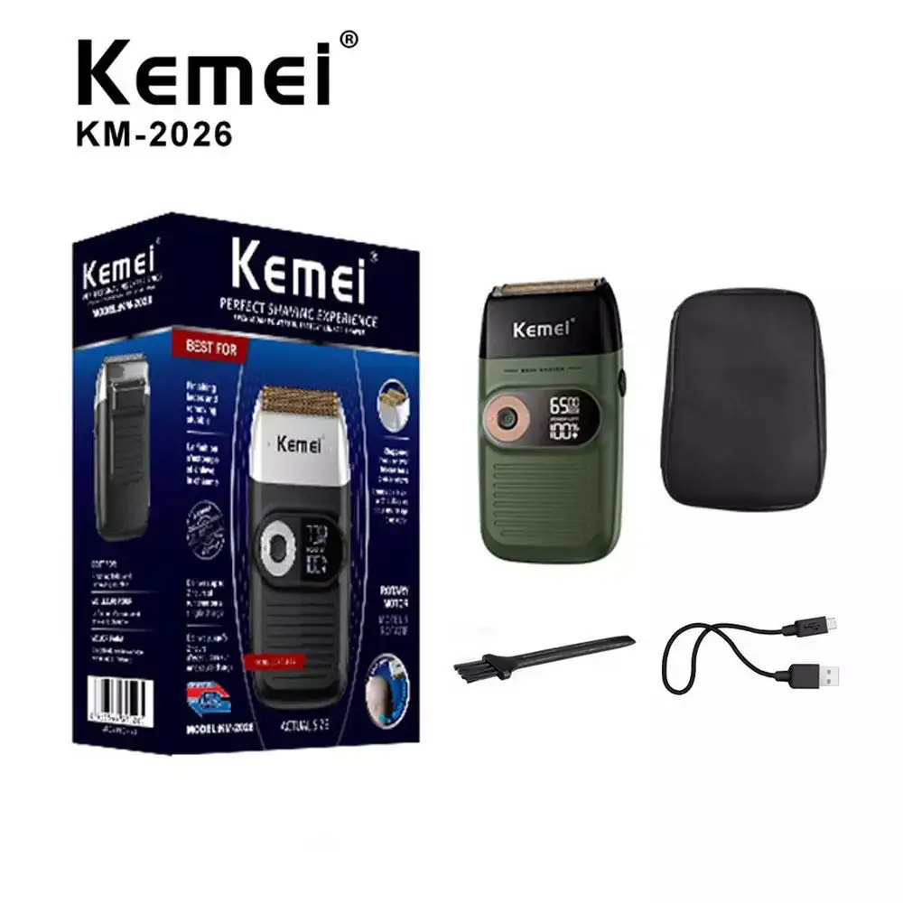  Kemei аккумуляторная электрическая бритва для мужчин с ЖК-дисплеем двойным лезвием уход за лицом Парикмахерские ножницы