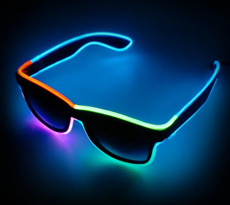 Light up EL Wire Neon Rave Glasses Glow Flashing LED Sunglasses Costumes for Party, EDM, Halloween RB01