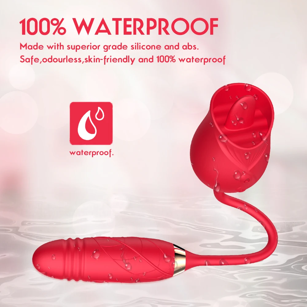 Waterproof Silicone Clit  licking  Nipple Stimulator Clit Sucker Rose  Vibrator for women sexual toy