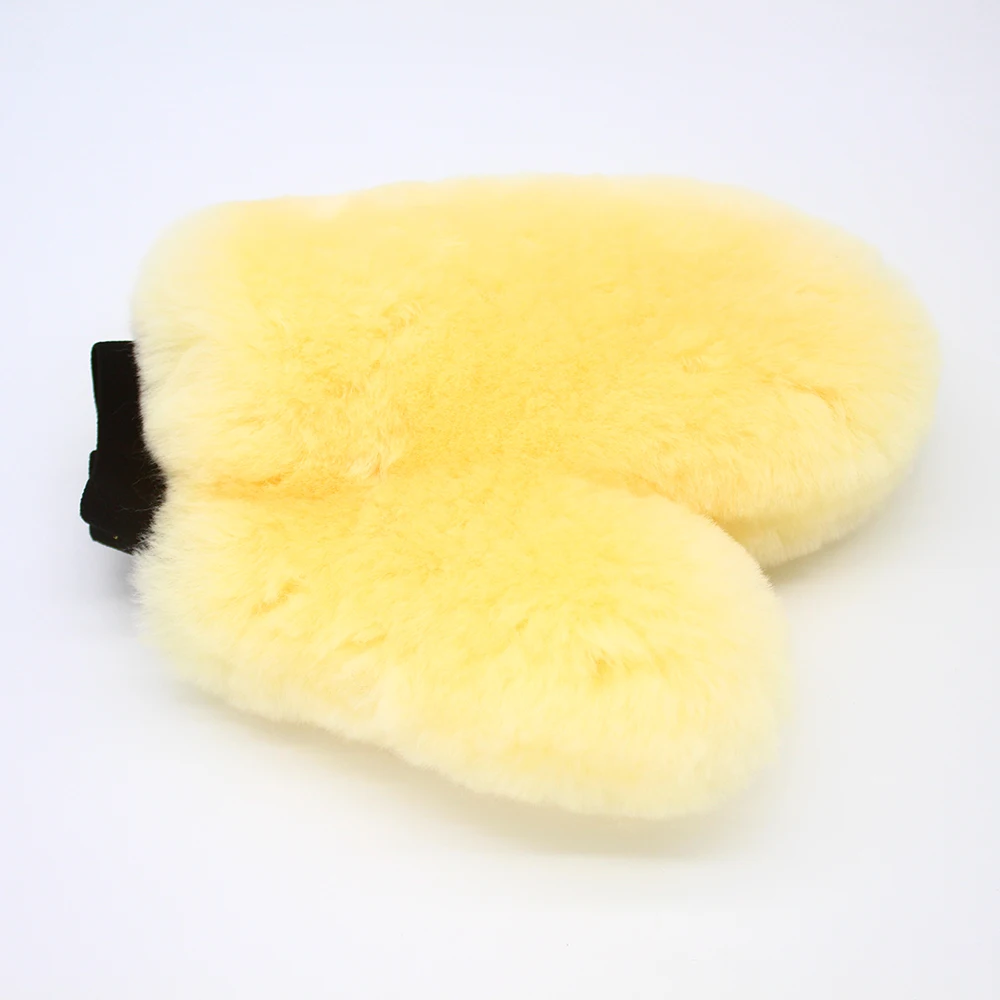 Master M71202B Scratch Free Lams Wool Detailing Car Wash Mitt With Thumb 100% Sheepskin For Car Washing
