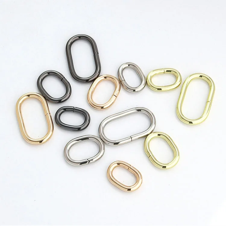 DWDP 15-50mm Carabiner Metal Spring Key Ring Snap Hooks Clip Buckle Oval Loop Ring Buckle for Bags Purses Strap Keeper