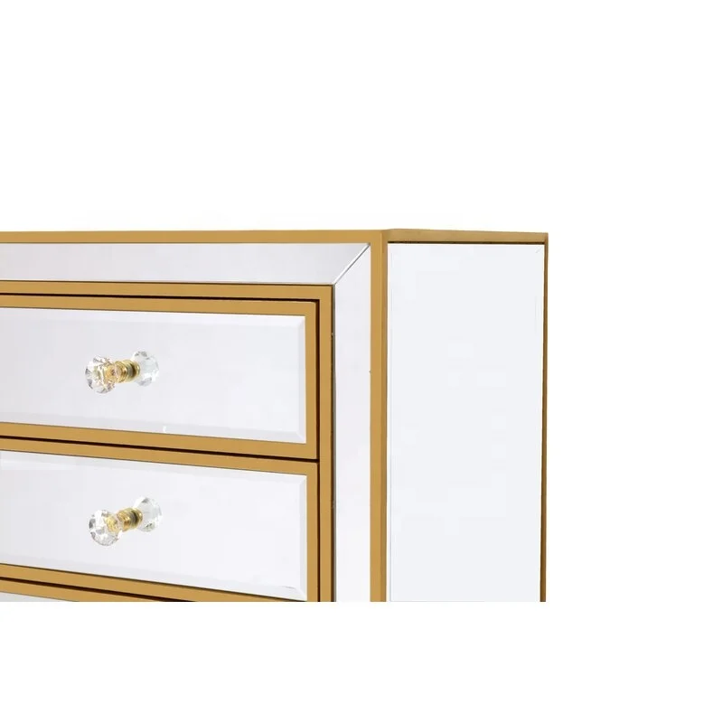OEM manufacture 7 Drawer 18' W wooden Chest Storage dresser  Gold Mirrored  Furniture bedroom nightstand