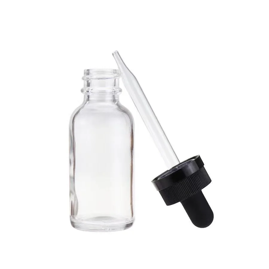 Wholesale 30ml glass dropper bottle Boston bottle glass dropper bottle clear