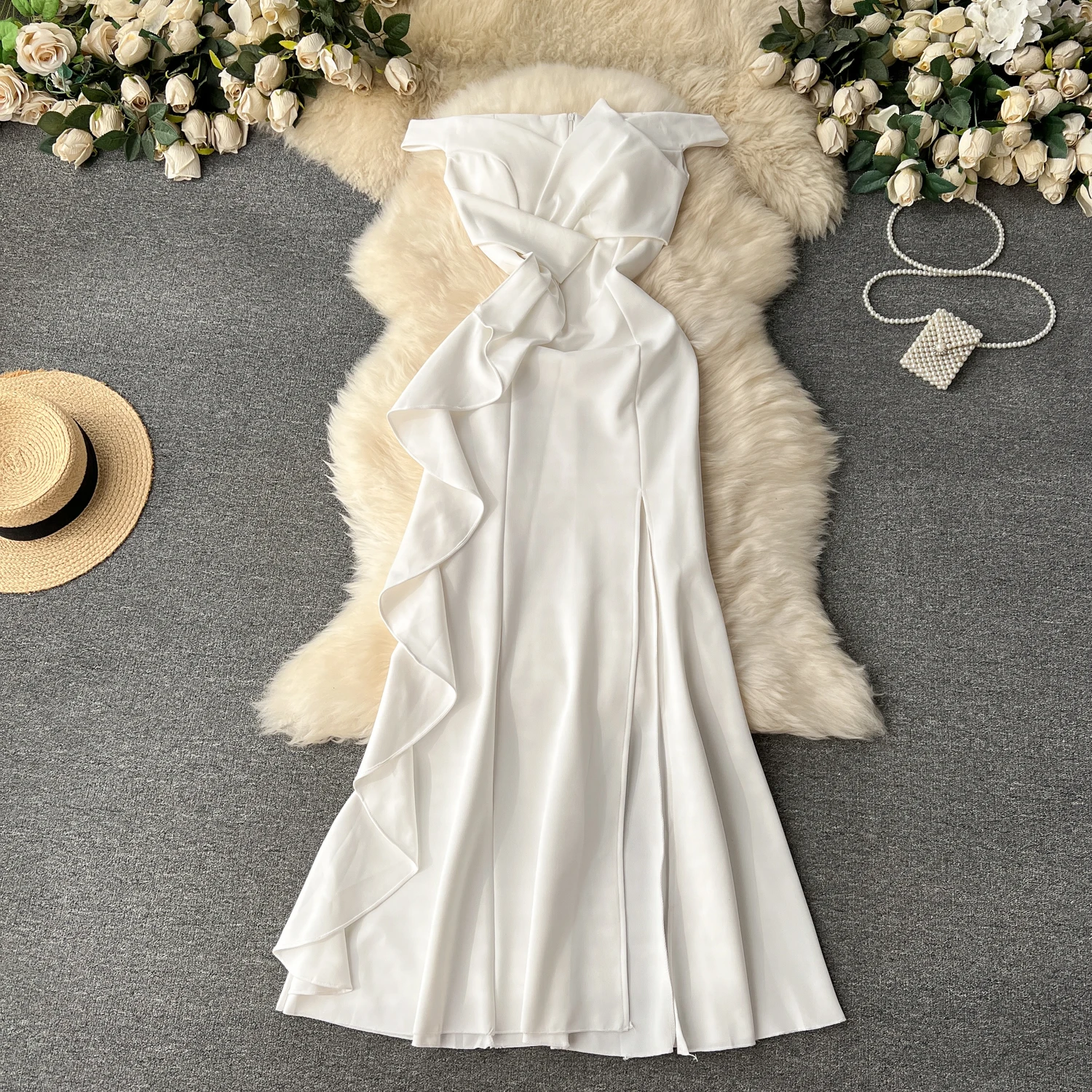High Quality Casual Strapless Dress For Women Sleeveless Lace Vestidos Ladies Evening Dresses Clothes Women