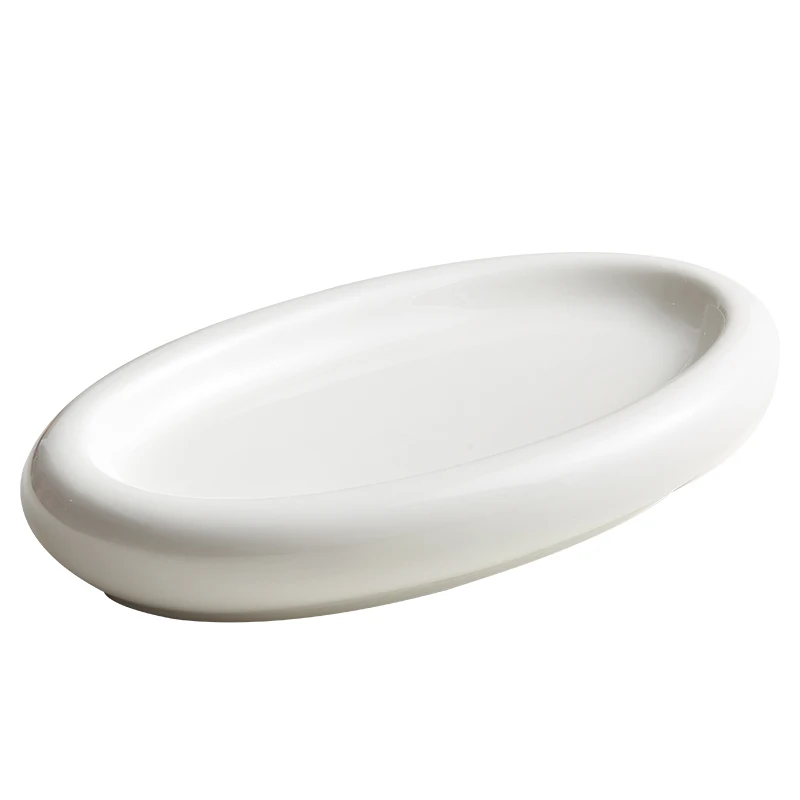 White ceramic oval large fish plate superior dish platter platter artistic conception dish cold dish ritual tableware
