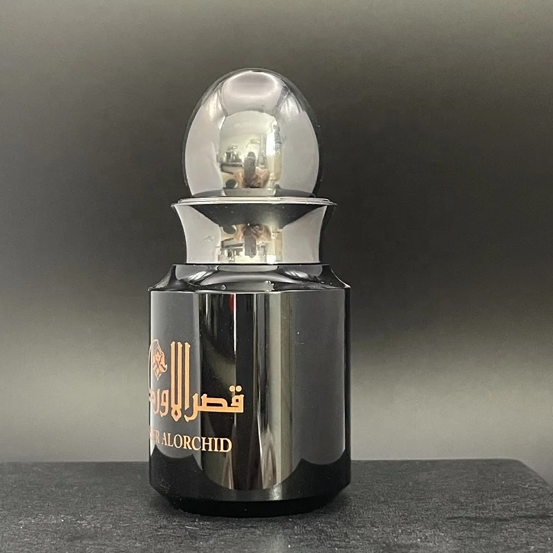 BM Luxury fancy arabian attar K9 crystal black essential oud oil bottle empty oil perfume crystal bottle with silver metal lid