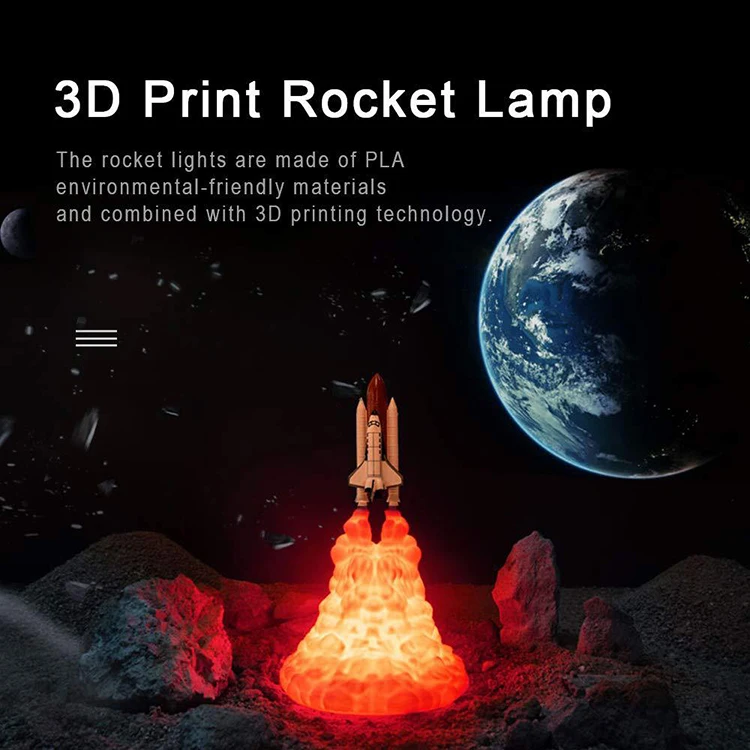 Night Light Space Shuttle Lamp 3D Print Rocket Lamp For Home