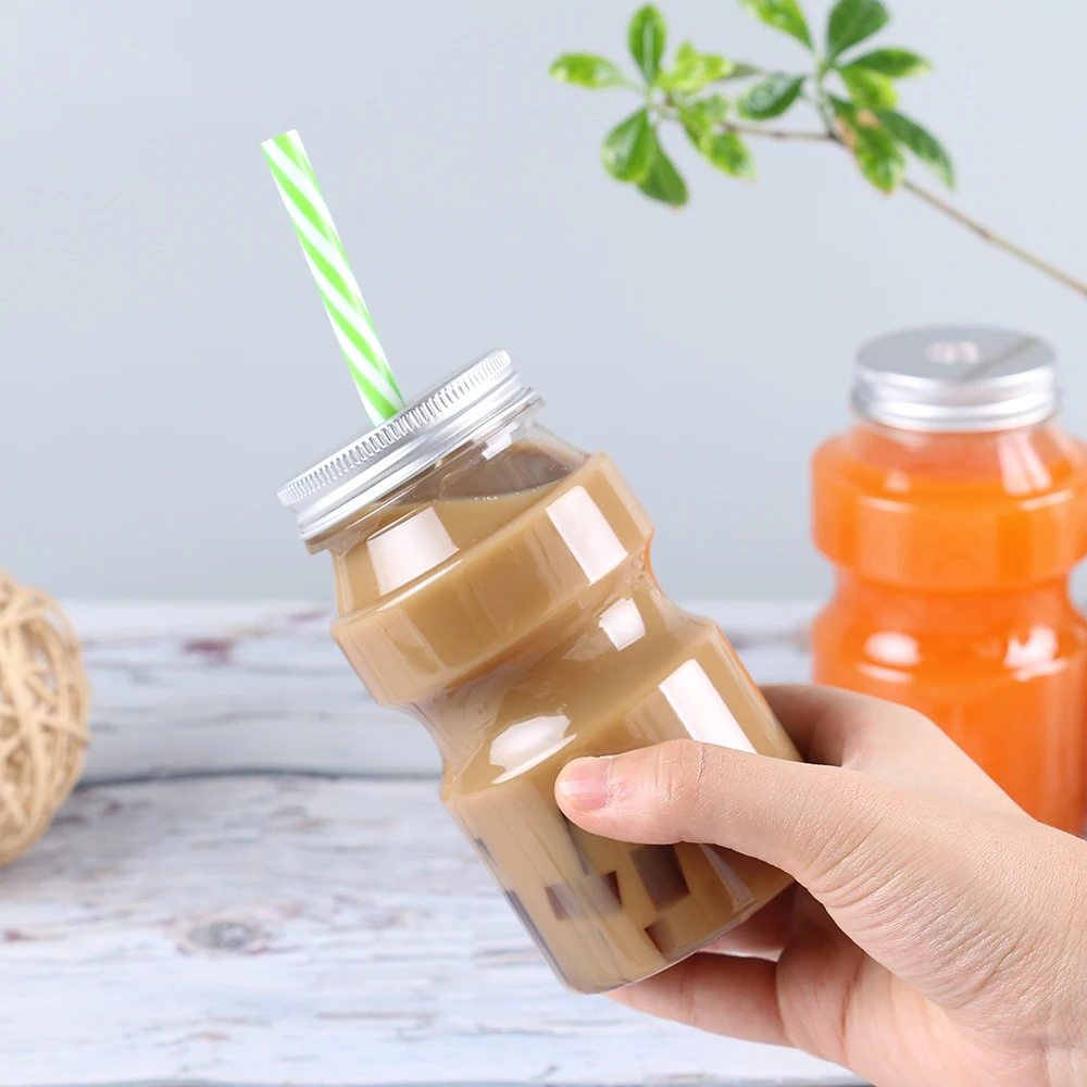 Пустые прозрачные пластиковые одноразовые контейнеры для молока напитков сока жидкости бутылки с алюминиевой крышкой 17 унций 20 22 унции