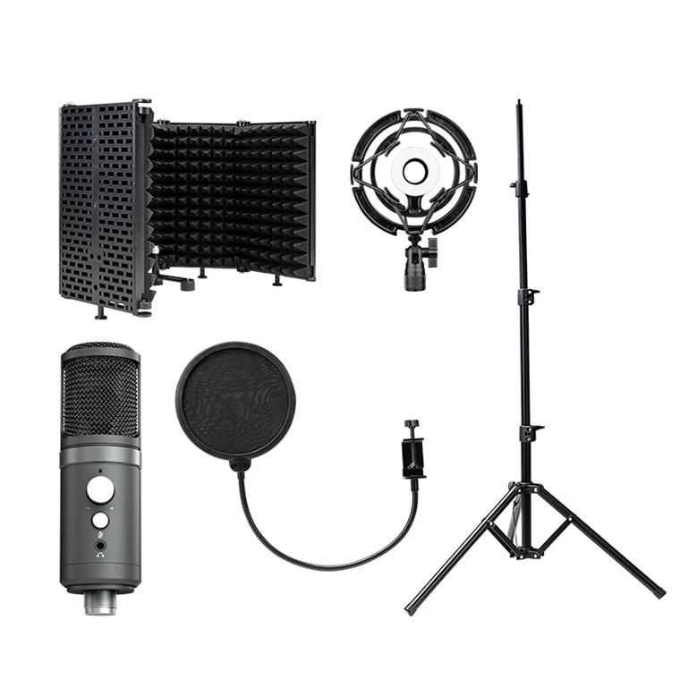 New Products light weight Recording wireless With RGB lighting Desktop Metal Speaker Stand Microphone