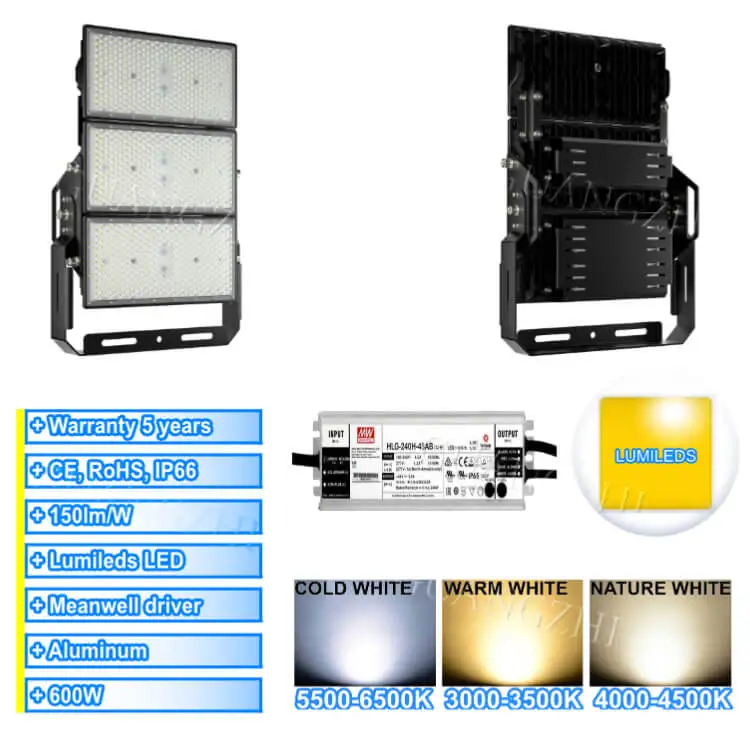 Factory Supply Slim High Mast Light Pole 400W 600W 800W 1200W High Mast LED Flood Light