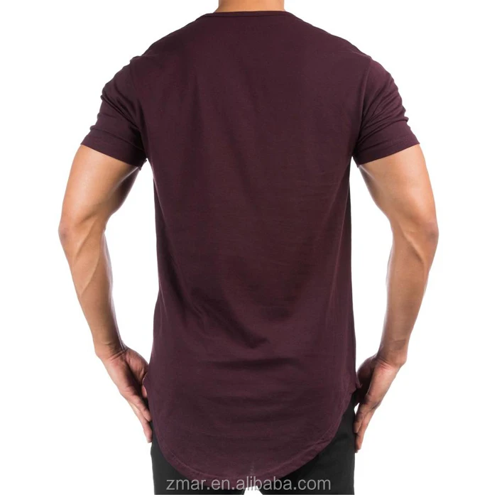 LPT923 Wholesale High quality Scoop Bottom Round Neck Mens Longline T shirt