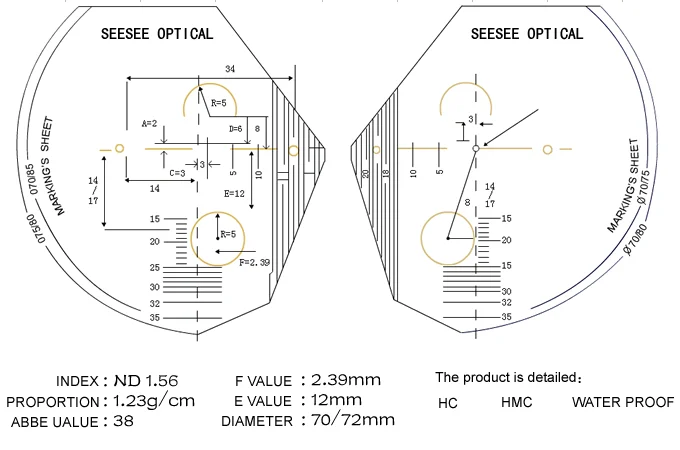 Hot Selling Blue Light Lens High Quality  Uv420 1.56 Blue Cut Progressive SHMC 75 13+3mm Optical Lens
