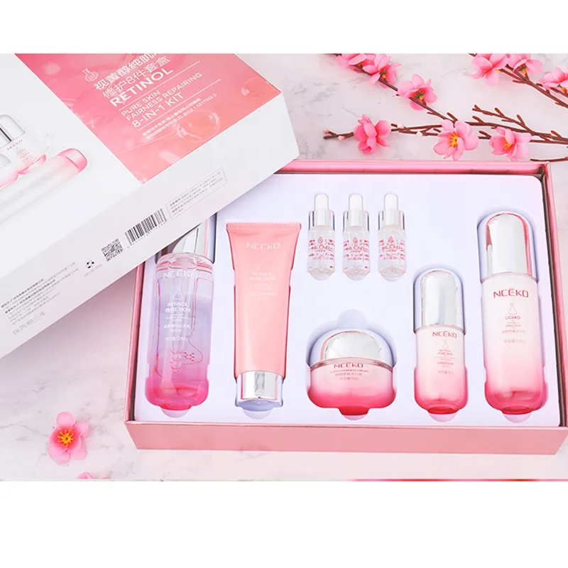 Private Label Beauty Skincare Moisturizing Anti Aging Wrinkles Brightening Whitening Kit Face Retinol Skin Care Set