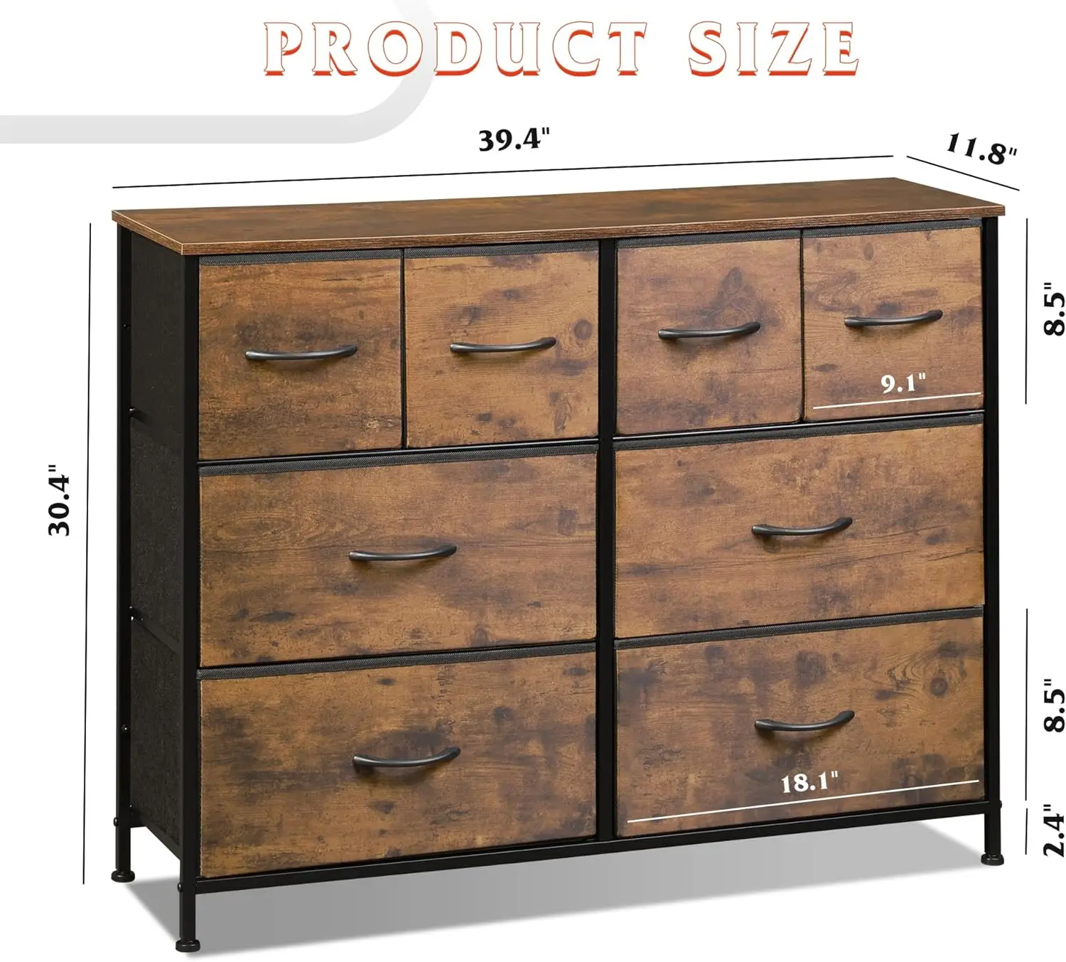 Top Fashion Living Room Entryway Console Table Baby Toy Storage Dressers Drawers Cabinet With Fabric 8-Drawer