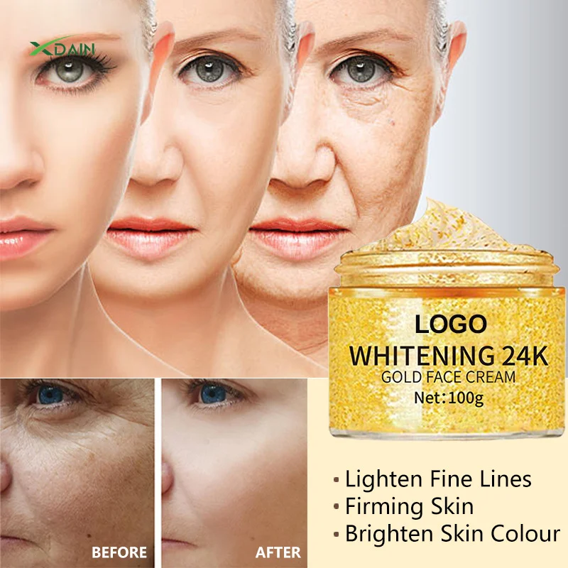 High Quality Wholesale Skin Care Cosmetics 24k Gold Essence Gel Cream Anti-aging Luxury Whitening Facial Care Cream