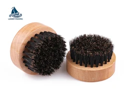 custom logo eco-friendly wood facial cleaning round beard brush