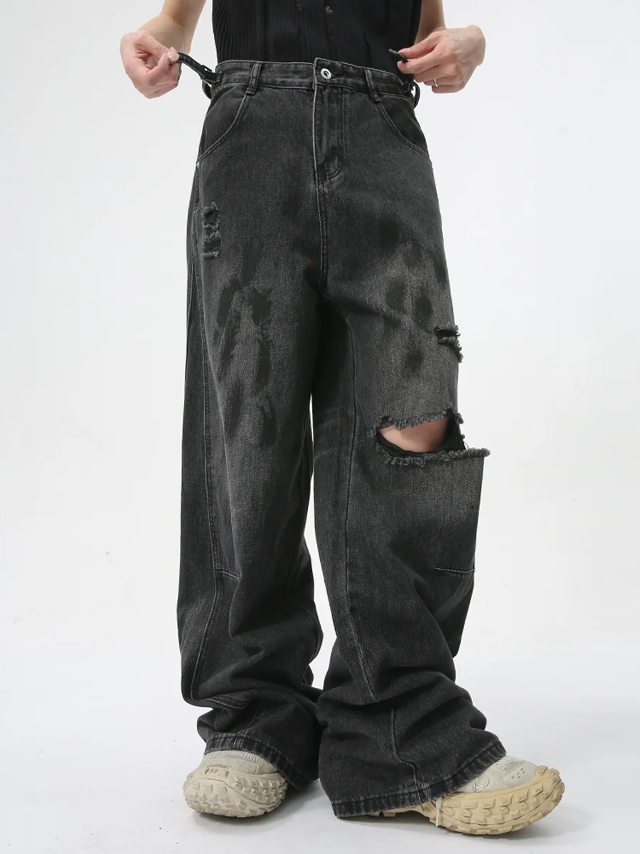Manufacturers Custom High Quality Wide Leg Denim Hip Hop Streetwear Jeans Pants