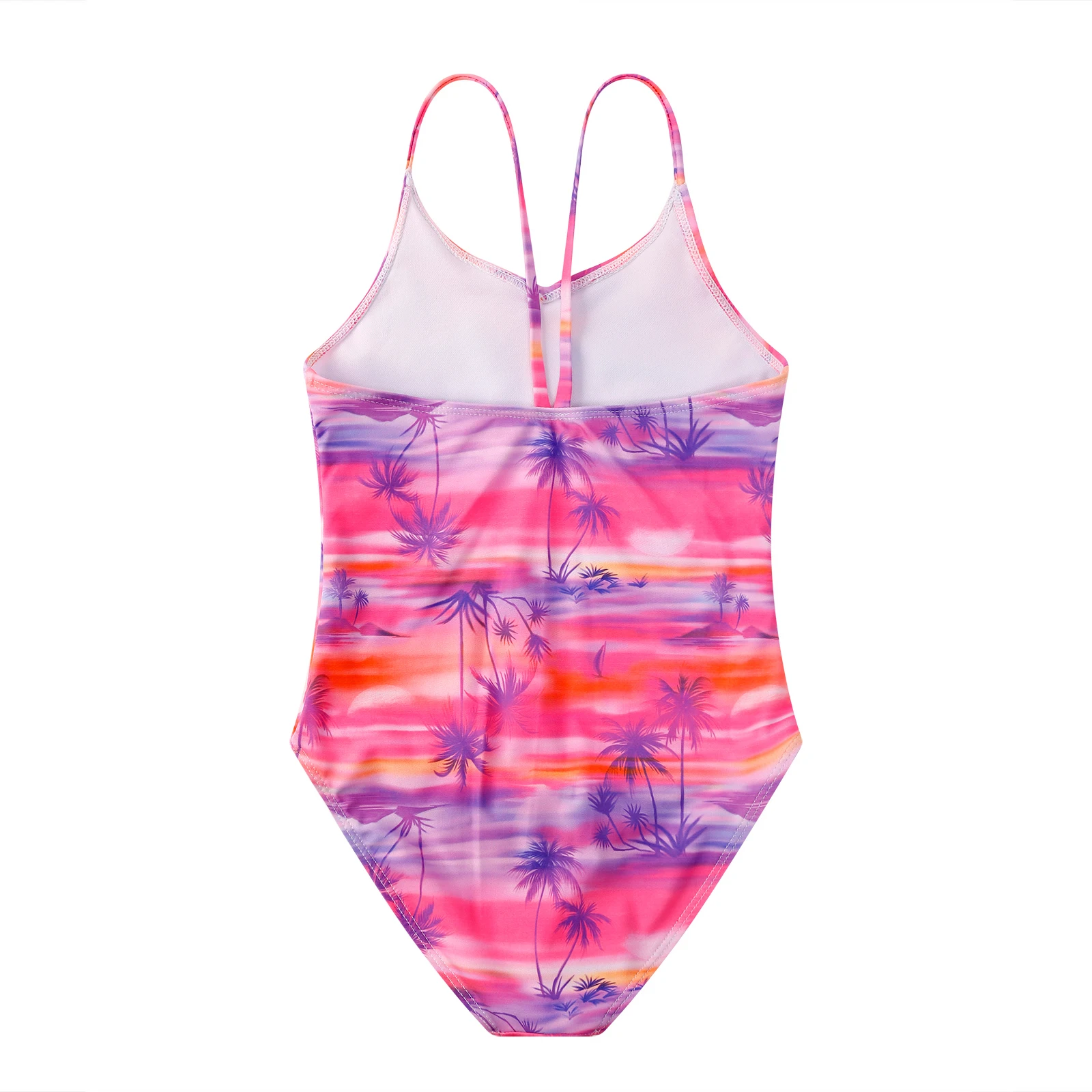 Hot sale high quality pink coconut tree print little kids children swimwear girls bikini swimsuit