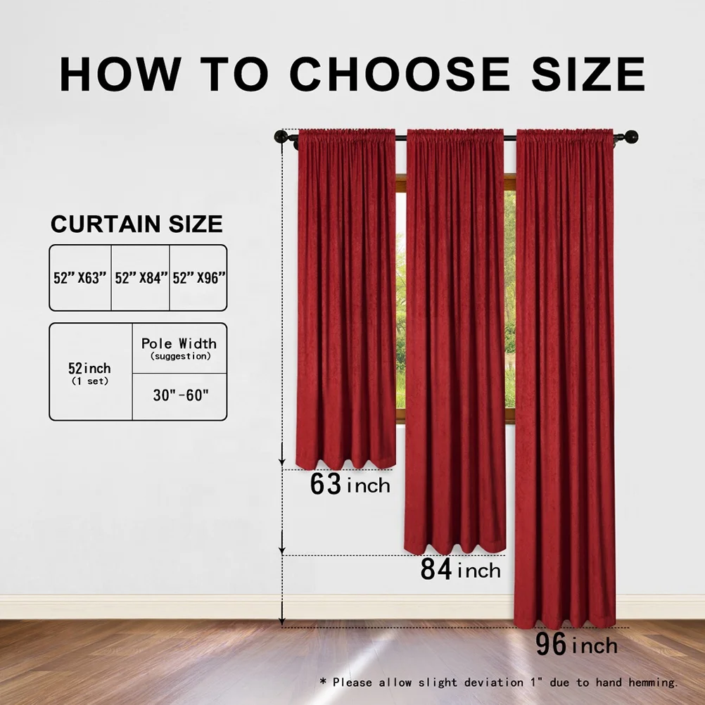 Red Blackout Church Curtains Cloth for Living Room Ready Made Home Cortina Window Treatment Curtain and Drapes