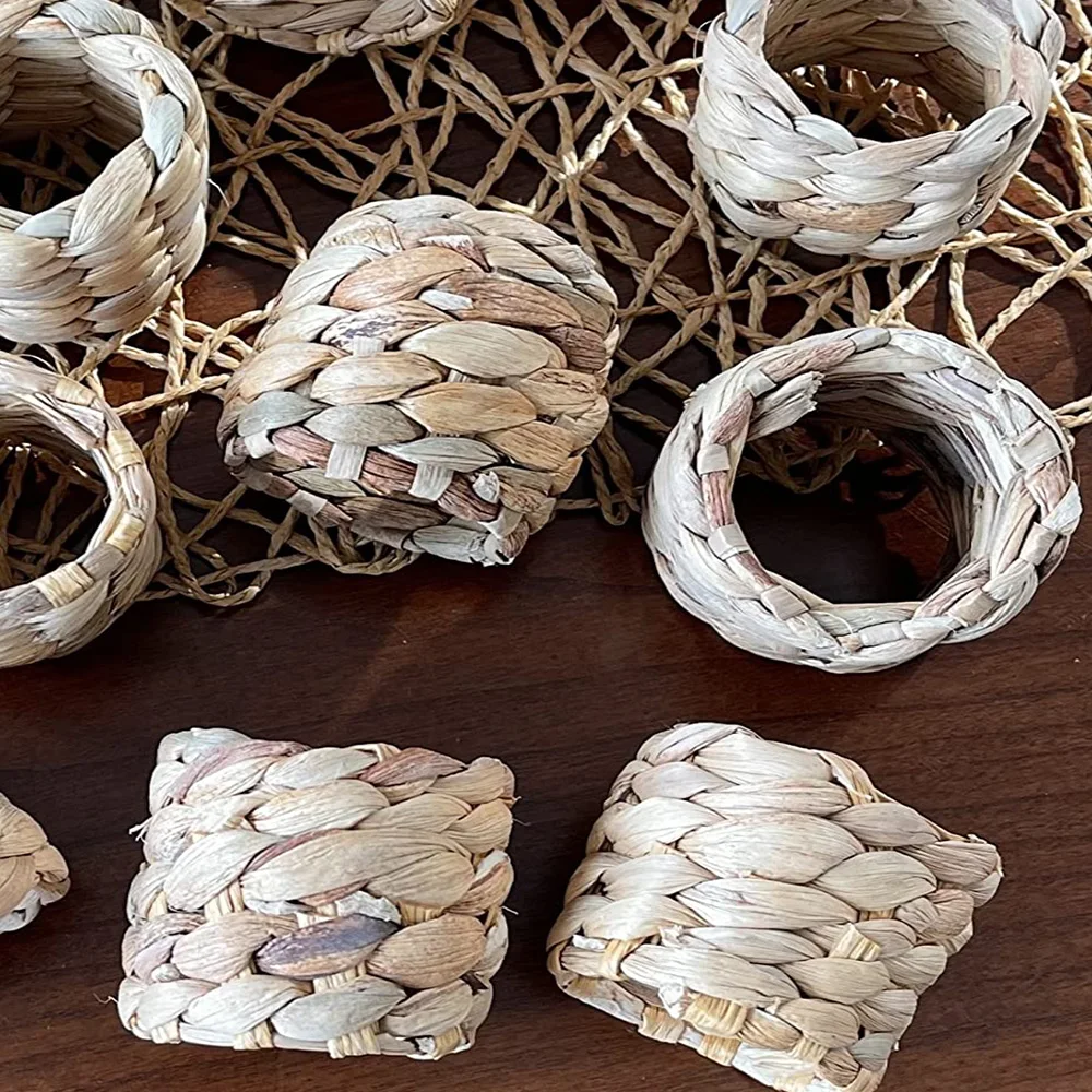 Water Hyacinth Seagrass Napkin Rings Decor Circle Round Rings For Holding Napkins Water Hyacinth Napkin Rings