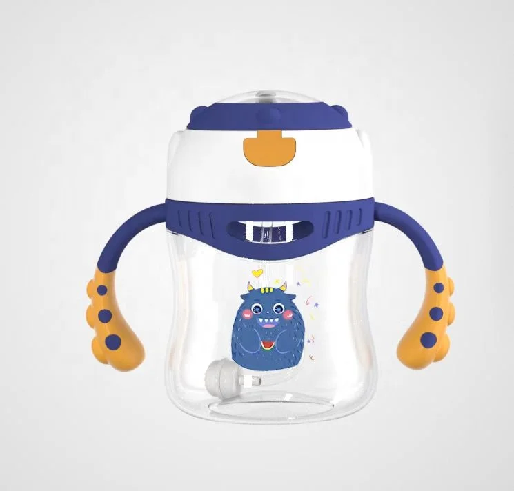 Baby Water Sippy Cupl Baby Bottle BPA Free Tritan Plastic Straw Type Children Cartoon Eco-friendly Sippy Cup